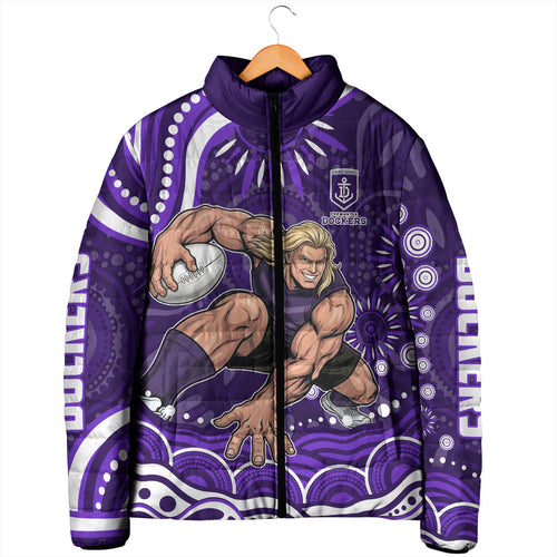 Personalized Fremantle Dockers Rugby Padded Jacket Aboriginal Dot Art - Dreamtime Football Mascot