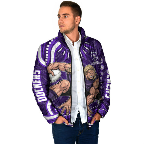Personalized Fremantle Dockers Rugby Padded Jacket Aboriginal Dot Art - Dreamtime Football Mascot