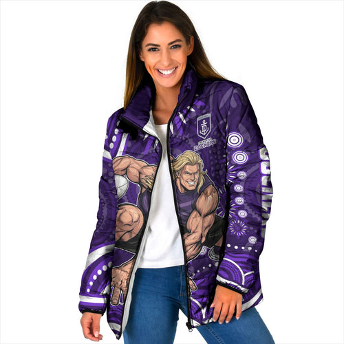 Personalized Fremantle Dockers Rugby Padded Jacket Aboriginal Dot Art - Dreamtime Football Mascot