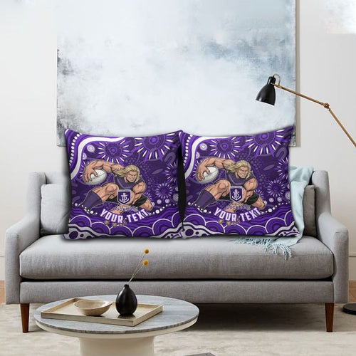 Personalized Fremantle Dockers Rugby Pillow Cover Aboriginal Dot Art - Dreamtime Football Mascot