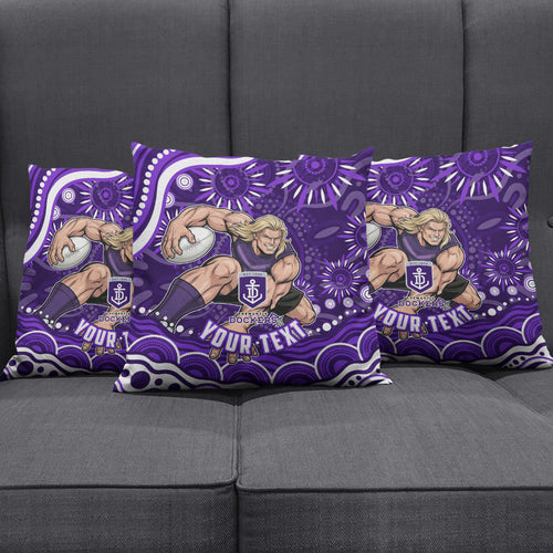 Personalized Fremantle Dockers Rugby Pillow Cover Aboriginal Dot Art - Dreamtime Football Mascot