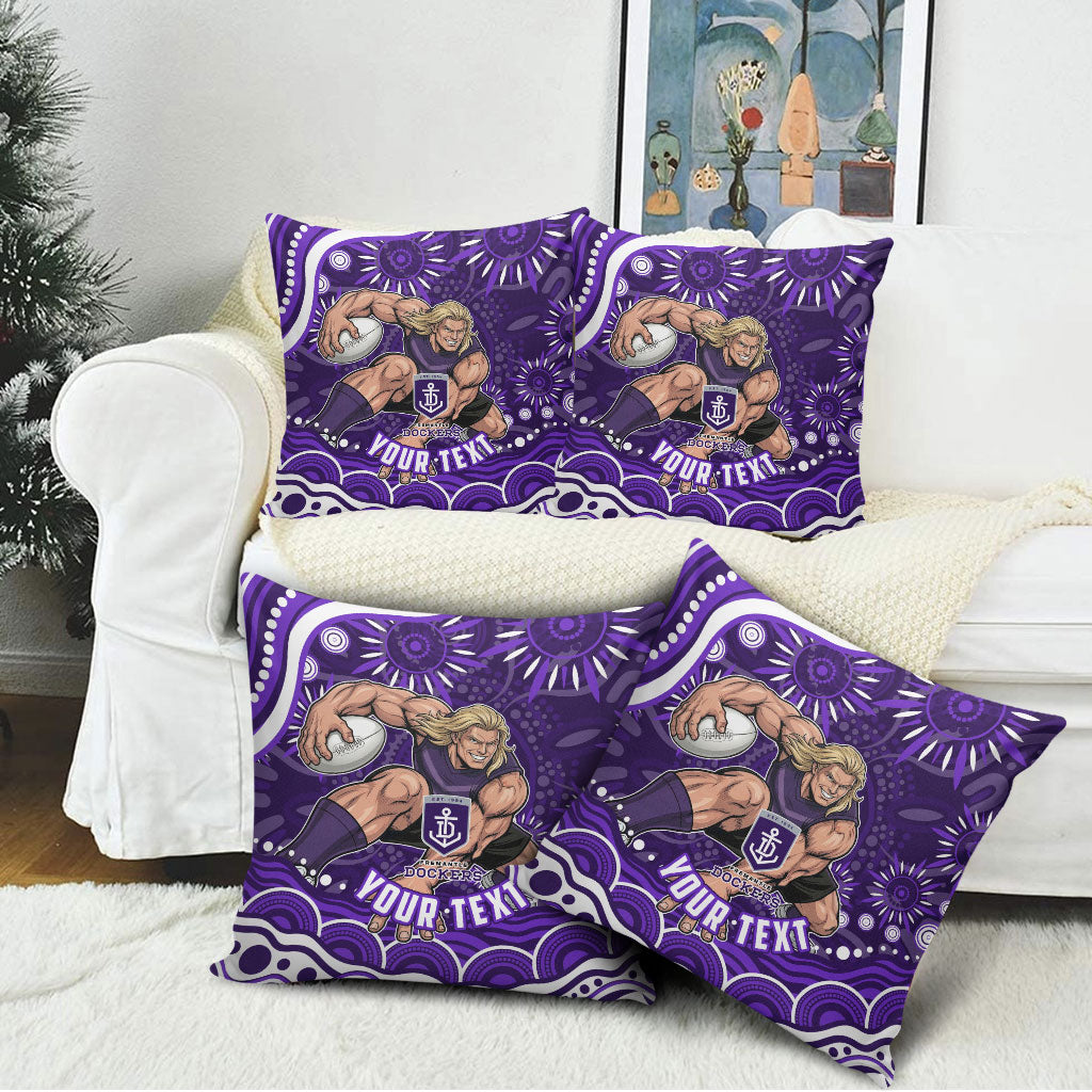 Personalized Fremantle Dockers Rugby Pillow Cover Aboriginal Dot Art - Dreamtime Football Mascot