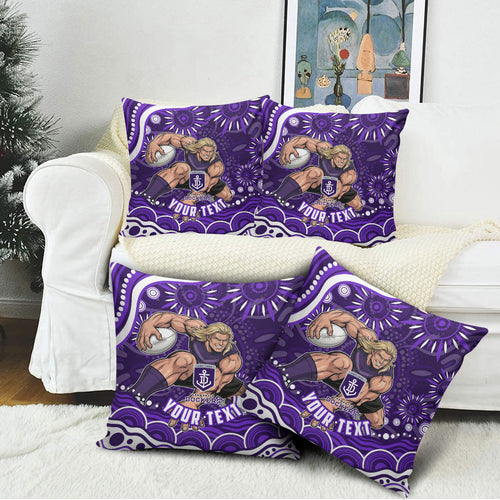 Personalized Fremantle Dockers Rugby Pillow Cover Aboriginal Dot Art - Dreamtime Football Mascot