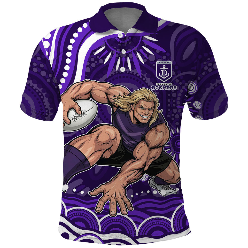 Personalized Fremantle Dockers Rugby Polo Shirt Aboriginal Dot Art - Dreamtime Football Mascot