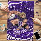 Personalized Fremantle Dockers Rugby Puzzle Aboriginal Dot Art - Dreamtime Football Mascot