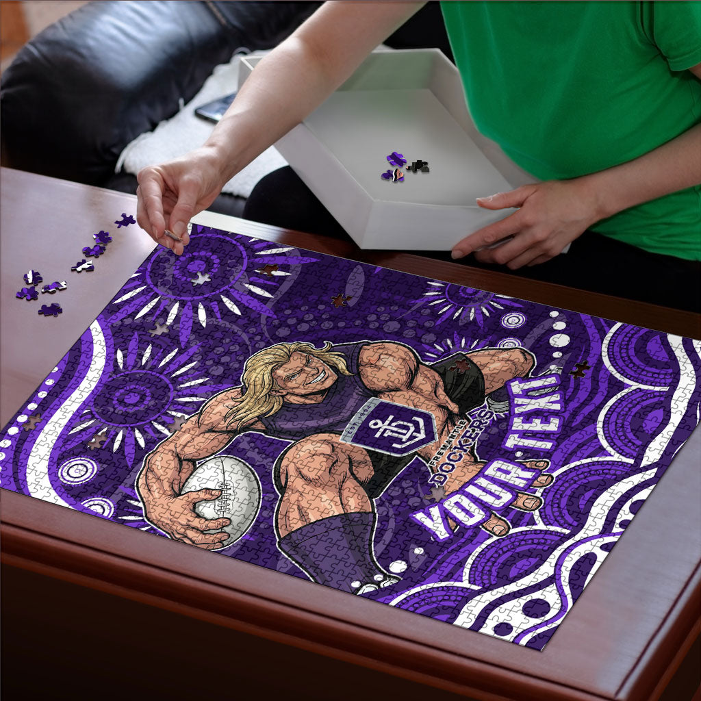 Personalized Fremantle Dockers Rugby Puzzle Aboriginal Dot Art - Dreamtime Football Mascot