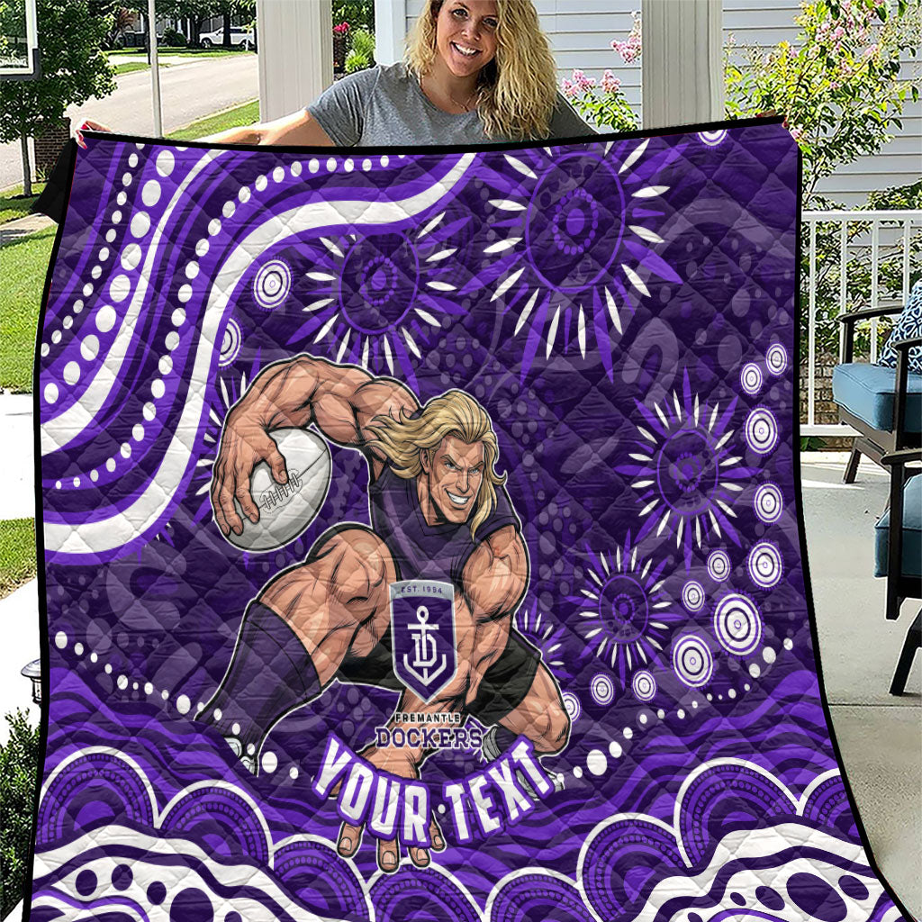 Personalized Fremantle Dockers Rugby Quilt Aboriginal Dot Art - Dreamtime Football Mascot