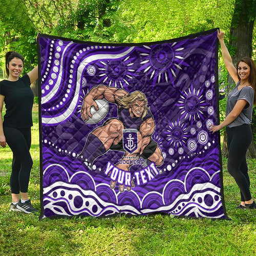 Personalized Fremantle Dockers Rugby Quilt Aboriginal Dot Art - Dreamtime Football Mascot