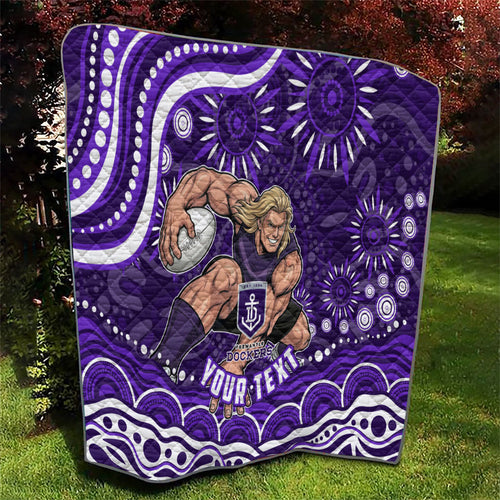 Personalized Fremantle Dockers Rugby Quilt Aboriginal Dot Art - Dreamtime Football Mascot