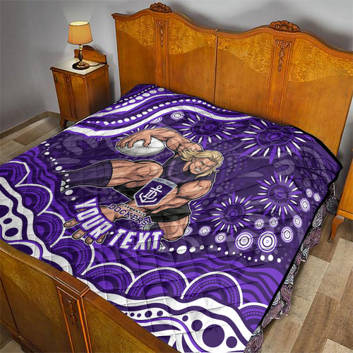 Personalized Fremantle Dockers Rugby Quilt Aboriginal Dot Art - Dreamtime Football Mascot