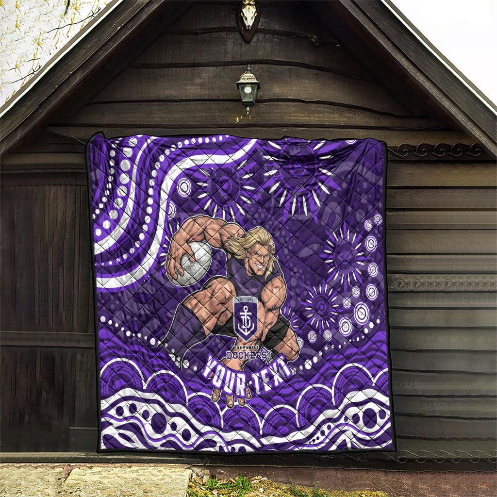Personalized Fremantle Dockers Rugby Quilt Aboriginal Dot Art - Dreamtime Football Mascot
