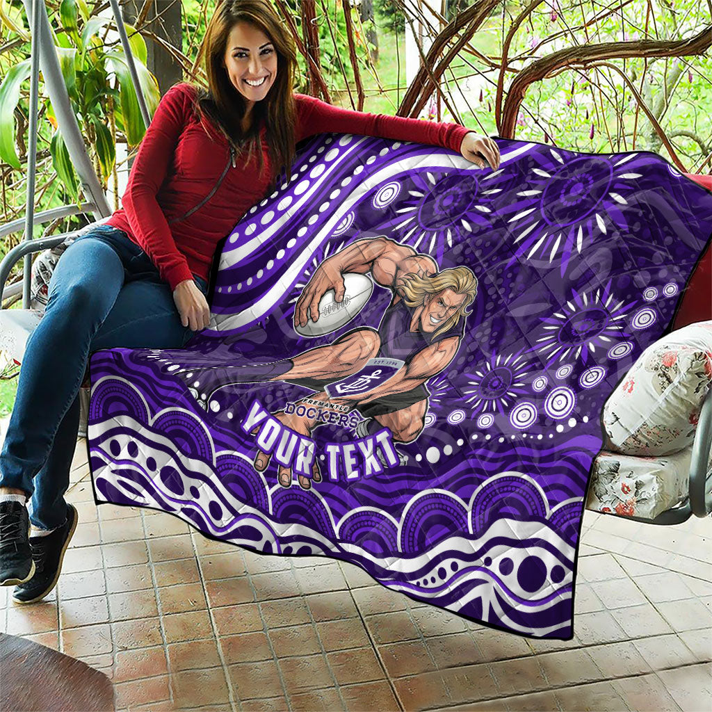Personalized Fremantle Dockers Rugby Quilt Aboriginal Dot Art - Dreamtime Football Mascot