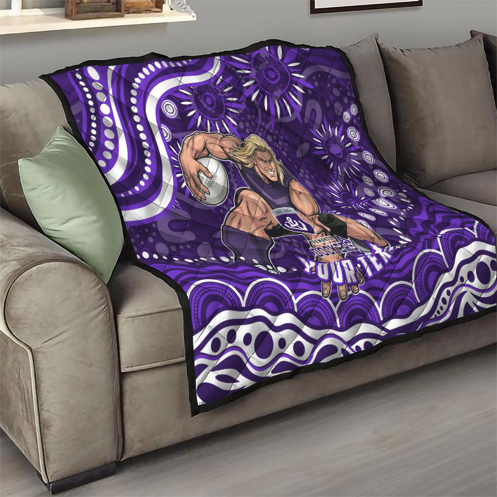 Personalized Fremantle Dockers Rugby Quilt Aboriginal Dot Art - Dreamtime Football Mascot