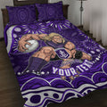 Personalized Fremantle Dockers Rugby Quilt Bed Set Aboriginal Dot Art - Dreamtime Football Mascot