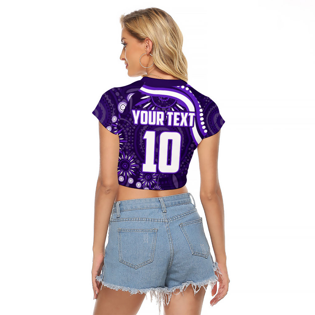 Personalized Fremantle Dockers Rugby Raglan Cropped T Shirt Aboriginal Dot Art - Dreamtime Football Mascot
