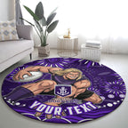 Personalized Fremantle Dockers Rugby Round Carpet Aboriginal Dot Art - Dreamtime Football Mascot