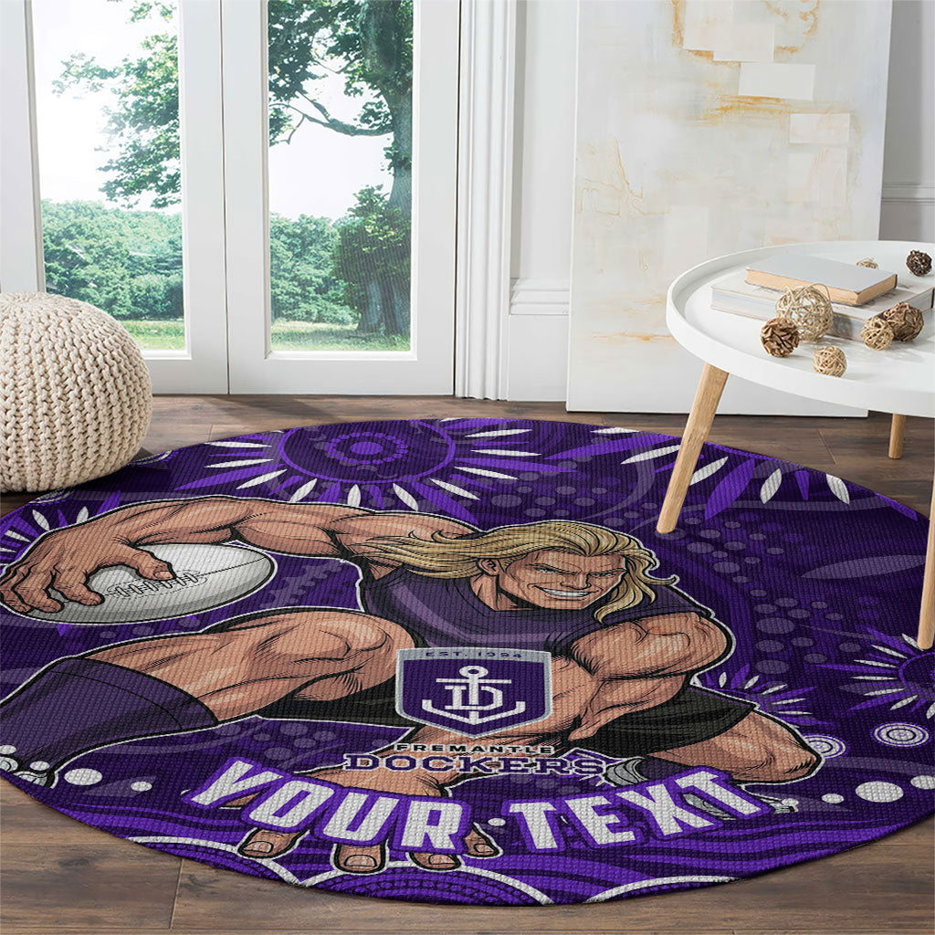 Personalized Fremantle Dockers Rugby Round Carpet Aboriginal Dot Art - Dreamtime Football Mascot