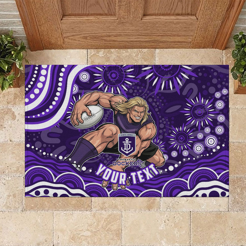 Personalized Fremantle Dockers Rugby Rubber Doormat Aboriginal Dot Art - Dreamtime Football Mascot