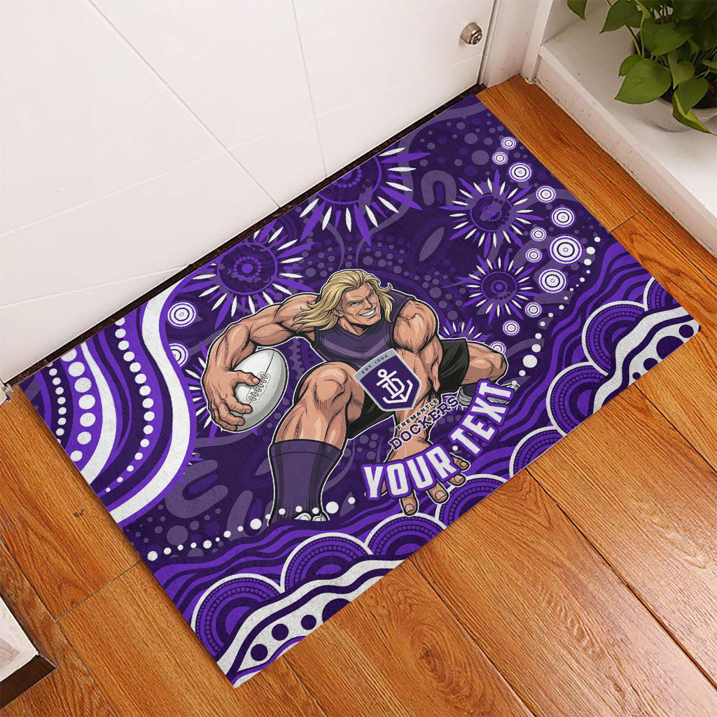 Personalized Fremantle Dockers Rugby Rubber Doormat Aboriginal Dot Art - Dreamtime Football Mascot