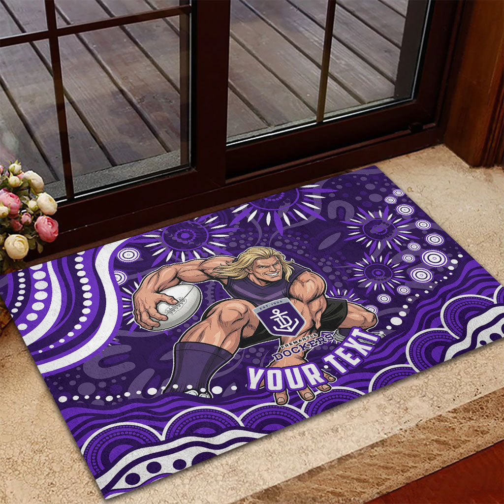 Personalized Fremantle Dockers Rugby Rubber Doormat Aboriginal Dot Art - Dreamtime Football Mascot