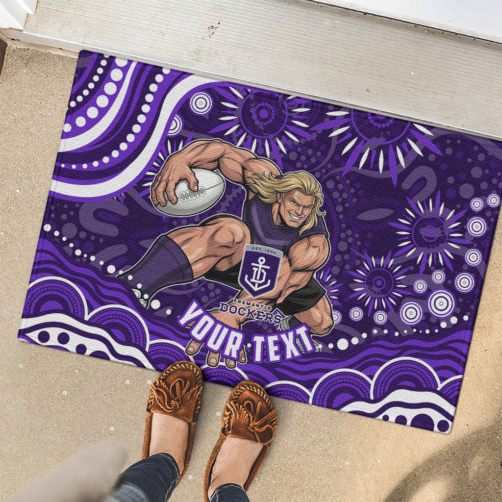 Personalized Fremantle Dockers Rugby Rubber Doormat Aboriginal Dot Art - Dreamtime Football Mascot
