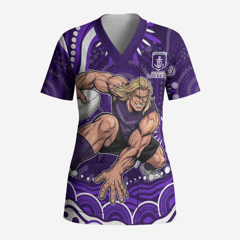 Personalized Fremantle Dockers Rugby Scrub Top Aboriginal Dot Art - Dreamtime Football Mascot