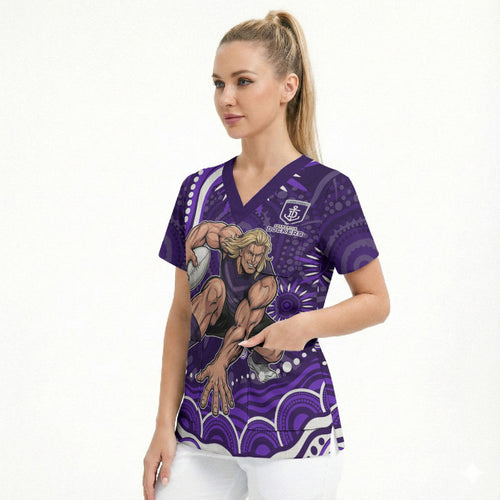 Personalized Fremantle Dockers Rugby Scrub Top Aboriginal Dot Art - Dreamtime Football Mascot