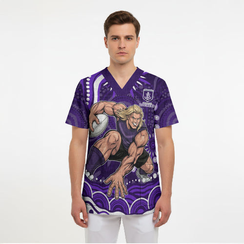 Personalized Fremantle Dockers Rugby Scrub Top Aboriginal Dot Art - Dreamtime Football Mascot