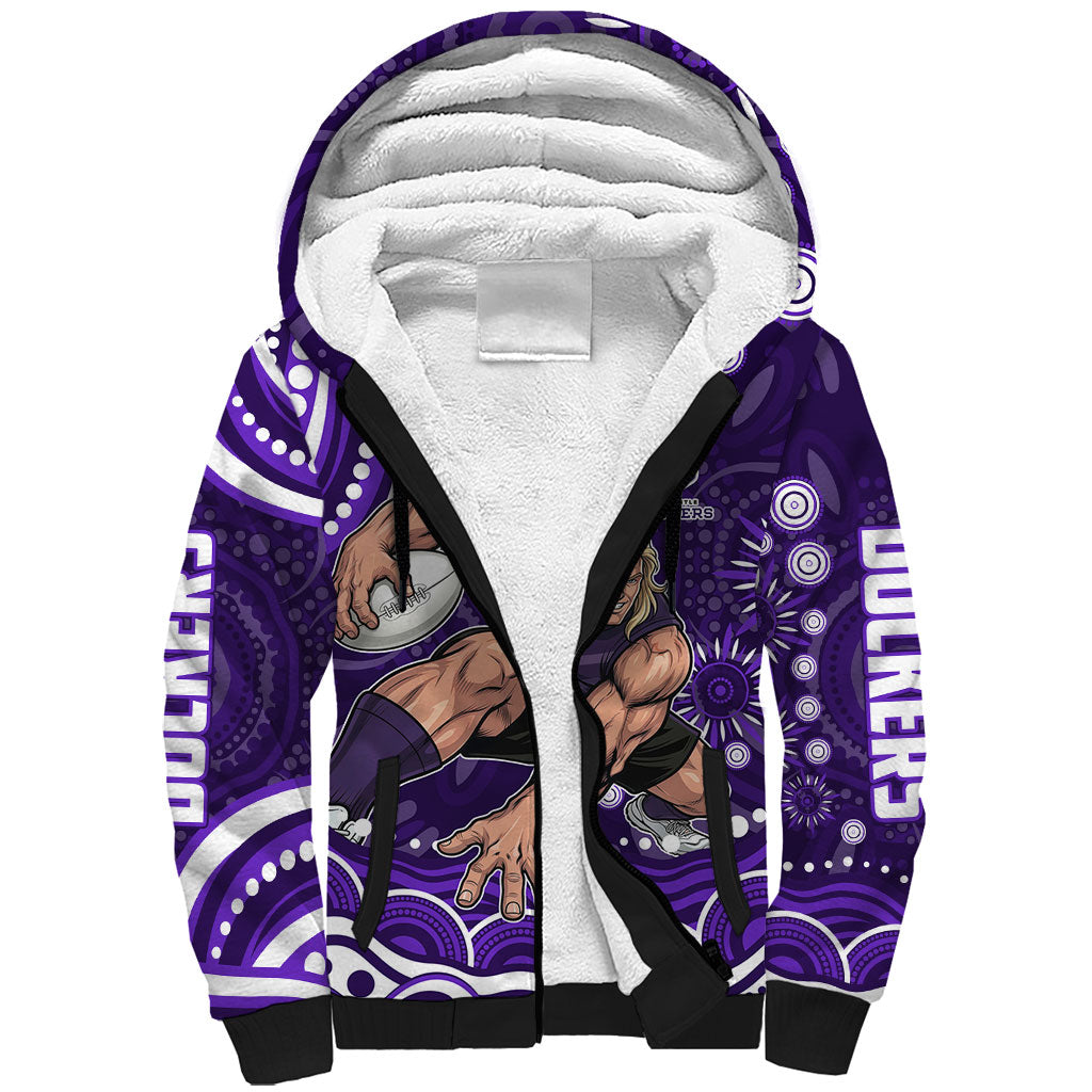 Personalized Fremantle Dockers Rugby Sherpa Hoodie Aboriginal Dot Art - Dreamtime Football Mascot