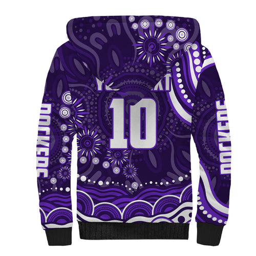 Personalized Fremantle Dockers Rugby Sherpa Hoodie Aboriginal Dot Art - Dreamtime Football Mascot
