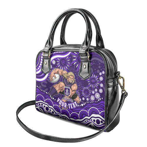 Personalized Fremantle Dockers Rugby Shoulder Handbag Aboriginal Dot Art - Dreamtime Football Mascot