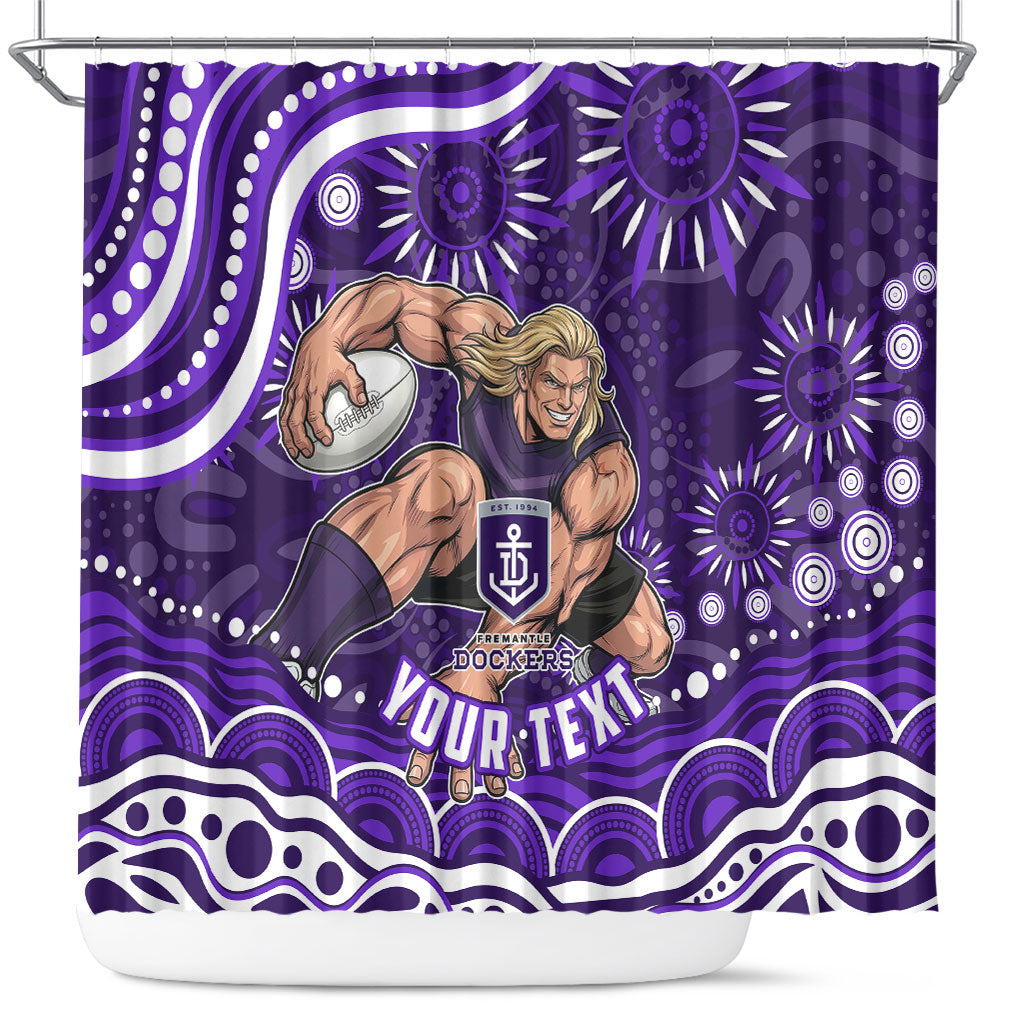 Personalized Fremantle Dockers Rugby Shower Curtain Aboriginal Dot Art - Dreamtime Football Mascot