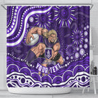 Personalized Fremantle Dockers Rugby Shower Curtain Aboriginal Dot Art - Dreamtime Football Mascot