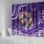 Personalized Fremantle Dockers Rugby Shower Curtain Aboriginal Dot Art - Dreamtime Football Mascot