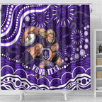 Personalized Fremantle Dockers Rugby Shower Curtain Aboriginal Dot Art - Dreamtime Football Mascot