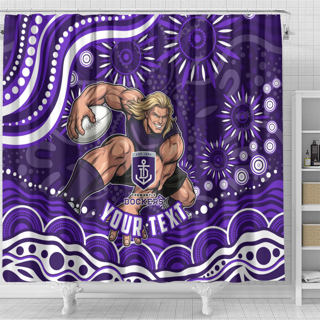 Personalized Fremantle Dockers Rugby Shower Curtain Aboriginal Dot Art - Dreamtime Football Mascot