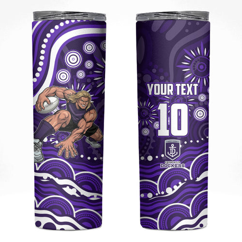 Personalized Fremantle Dockers Rugby Skinny Tumbler Aboriginal Dot Art - Dreamtime Football Mascot