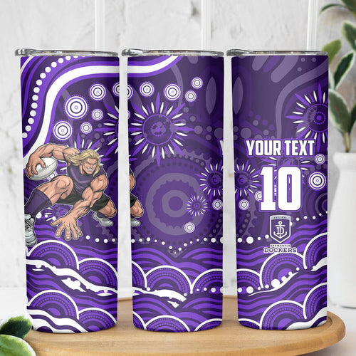Personalized Fremantle Dockers Rugby Skinny Tumbler Aboriginal Dot Art - Dreamtime Football Mascot