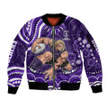 Personalized Fremantle Dockers Rugby Sleeve Zip Bomber Jacket Aboriginal Dot Art - Dreamtime Football Mascot