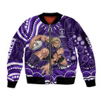 Personalized Fremantle Dockers Rugby Sleeve Zip Bomber Jacket Aboriginal Dot Art - Dreamtime Football Mascot
