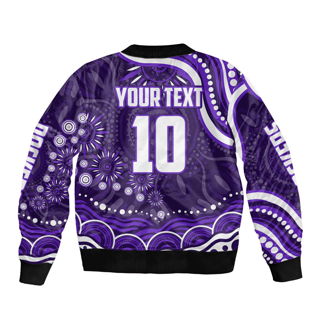 Personalized Fremantle Dockers Rugby Sleeve Zip Bomber Jacket Aboriginal Dot Art - Dreamtime Football Mascot