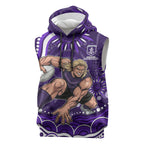 Personalized Fremantle Dockers Rugby Sleeveless Hoodie Aboriginal Dot Art - Dreamtime Football Mascot