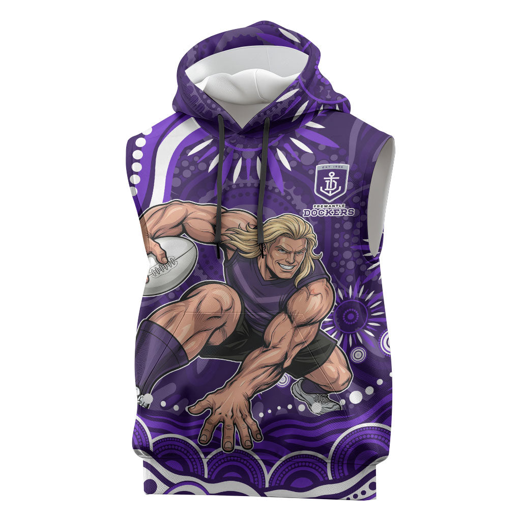 Personalized Fremantle Dockers Rugby Sleeveless Hoodie Aboriginal Dot Art - Dreamtime Football Mascot
