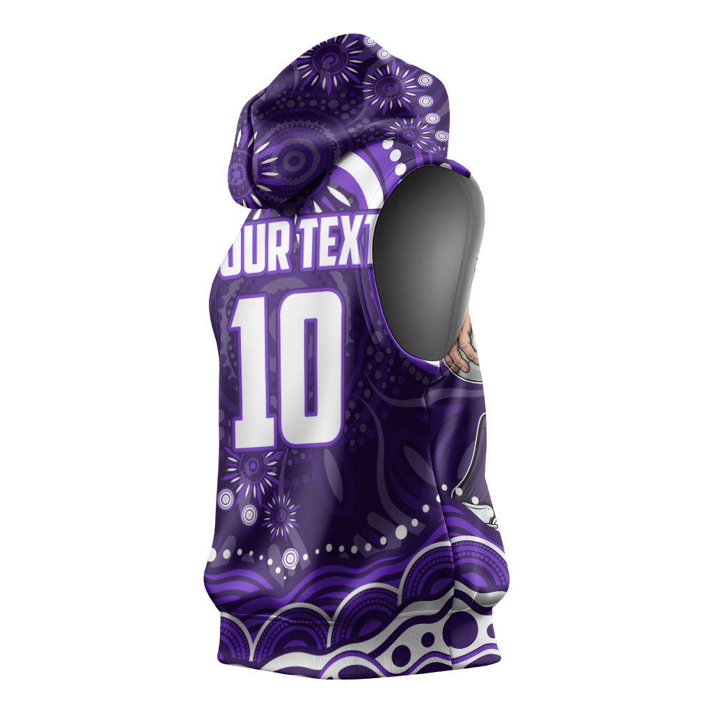 Personalized Fremantle Dockers Rugby Sleeveless Hoodie Aboriginal Dot Art - Dreamtime Football Mascot
