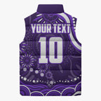 Personalized Fremantle Dockers Rugby Sleeveless Puffer Jacket Aboriginal Dot Art - Dreamtime Football Mascot