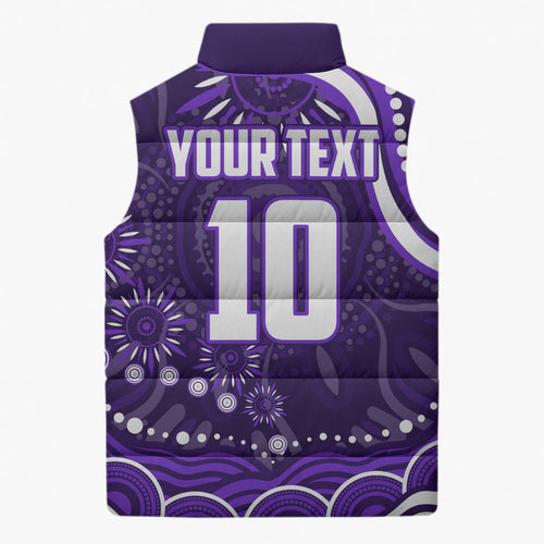 Personalized Fremantle Dockers Rugby Sleeveless Puffer Jacket Aboriginal Dot Art - Dreamtime Football Mascot