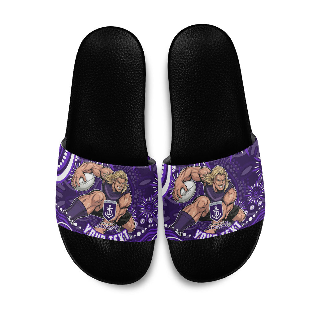 Personalized Fremantle Dockers Rugby Slide Sandals Aboriginal Dot Art - Dreamtime Football Mascot