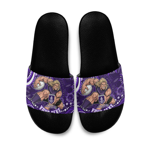 Personalized Fremantle Dockers Rugby Slide Sandals Aboriginal Dot Art - Dreamtime Football Mascot