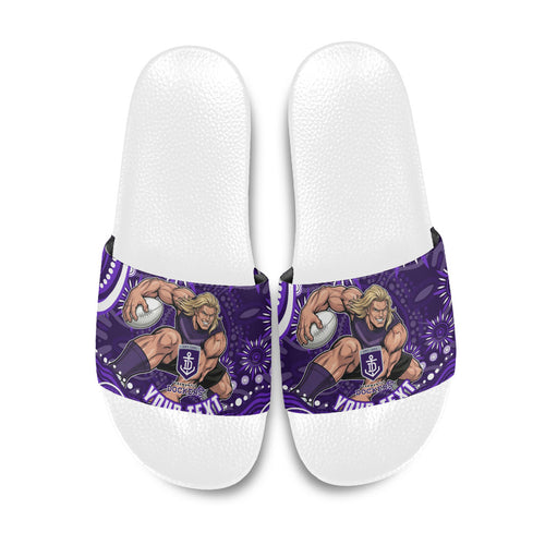 Personalized Fremantle Dockers Rugby Slide Sandals Aboriginal Dot Art - Dreamtime Football Mascot