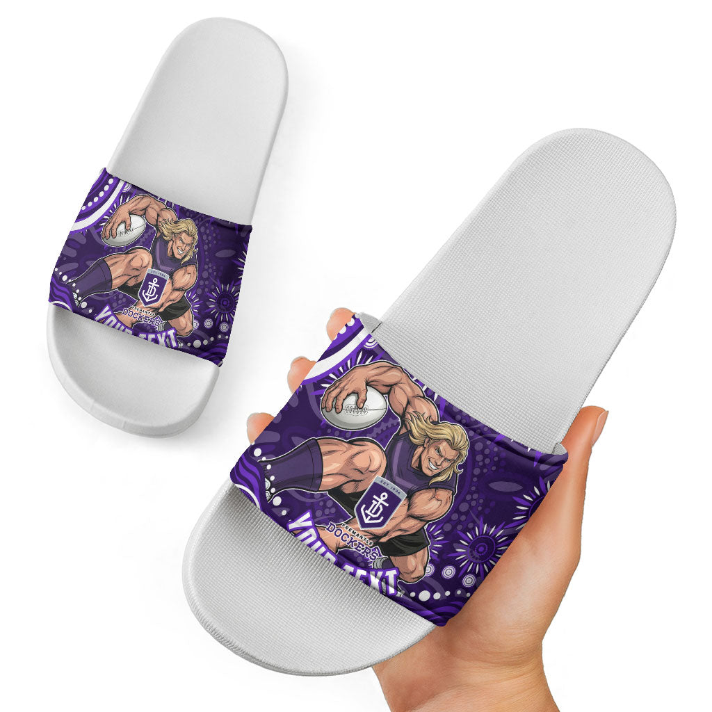 Personalized Fremantle Dockers Rugby Slide Sandals Aboriginal Dot Art - Dreamtime Football Mascot
